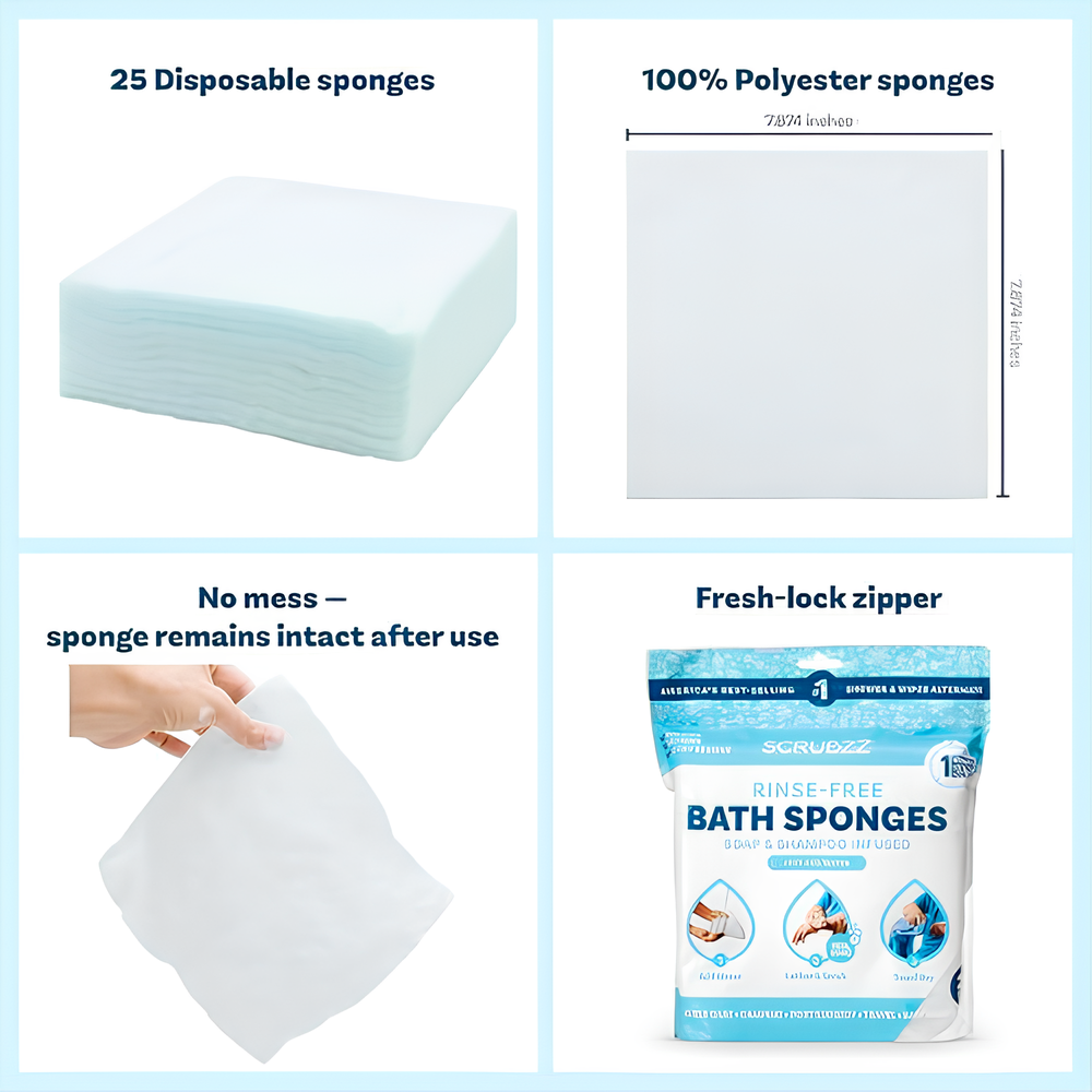 Disposable Rinse Free Bathing Wipes
